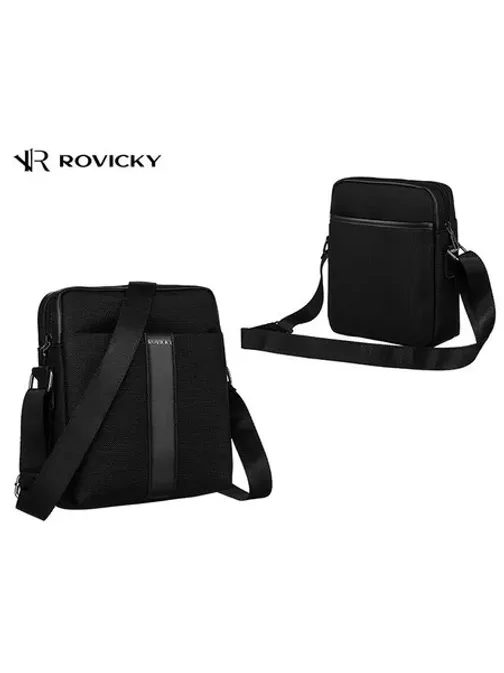 Praktická čierna pánska taška cez plece ROVICKY
