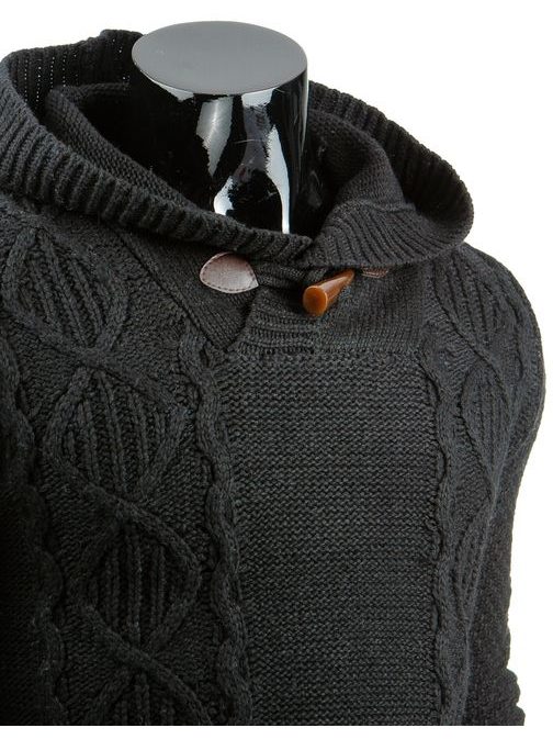 Čierny pánsky sveter s kapucňou