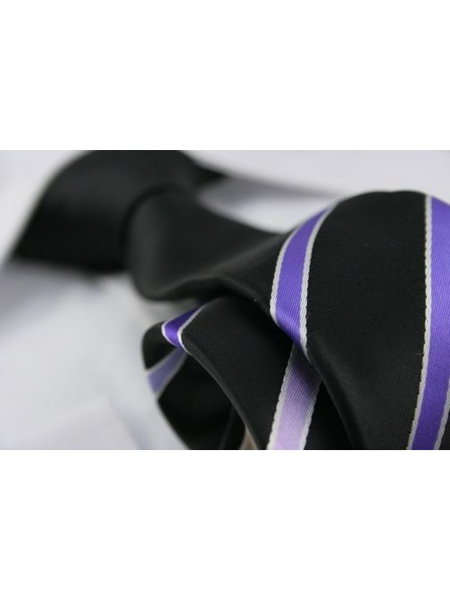 Čierno-fialová pánska kravata