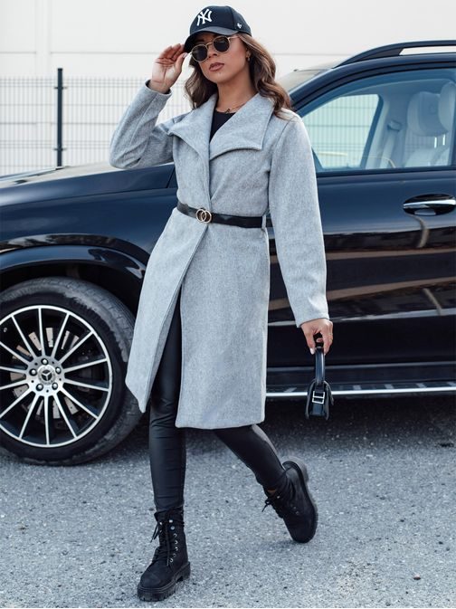 Dámsky dlhý svetlošedý kabát Celestia