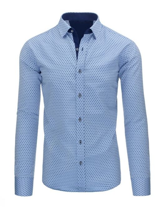 Vzorovaná elegantná modrá košeľa