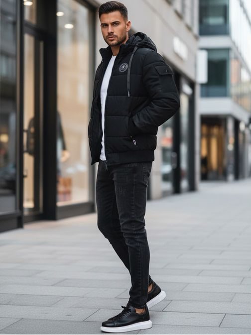 Zimná prešívaná bunda v čiernej farbe