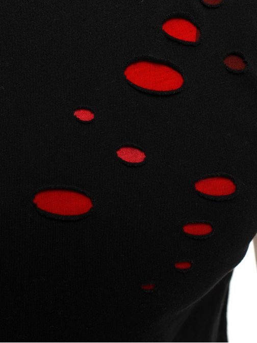 Červeno-čierne tričko s dierami ATHLETIC 1115