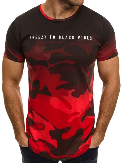 Unikátne vzorované tričko v červenej farbe BREEZY 540BT