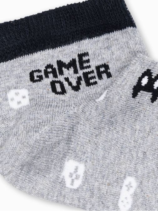 Veselé šedo-čierne ponožky Game over U177