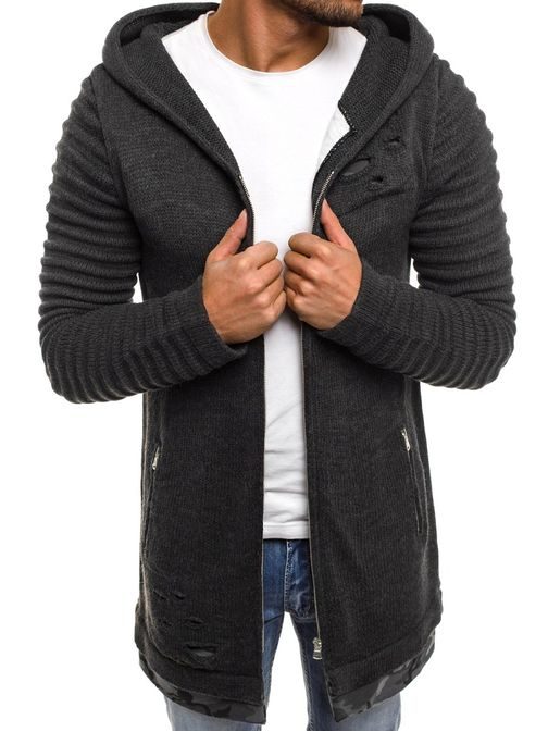 Grafitový sveter s kapucňou B9029S