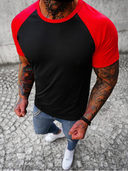 Čierno-červené pohodlné tričko JS/8T82/10Z