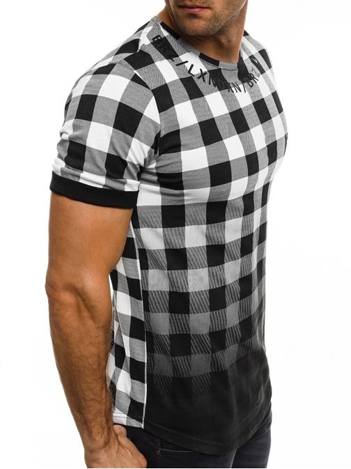 Kvalitné čierno-biele kárované tričko BREEZY 532