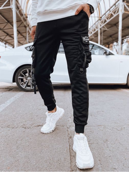 Jedinečné čierne joggery s ozdobnými prvkami