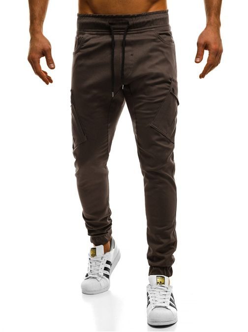 HNEDÉ TRENDY JOGGERY  OZONEE A/0853