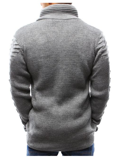 Perfektný sivý sveter s kontrastným zipsom