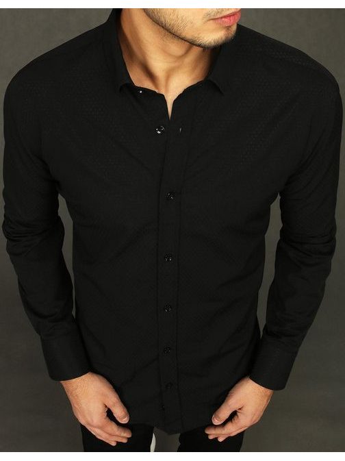 Štýlová čierna košeľa s nenápadným vzorom
