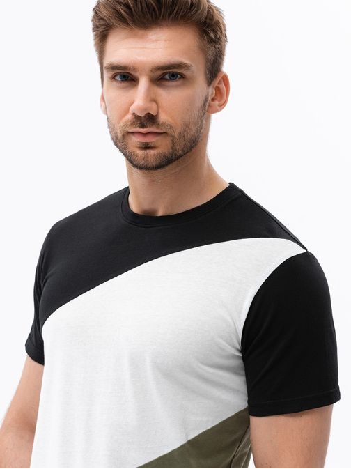Štýlové čierno-olivové tričko S1627