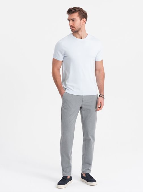 Elegantné šedé chinos nohavice klasického strihu V1 PACP-0191