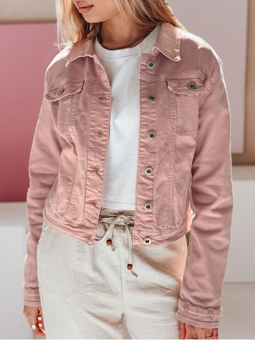 Pastelovo ružová dámska rifľová bunda PASTELLO