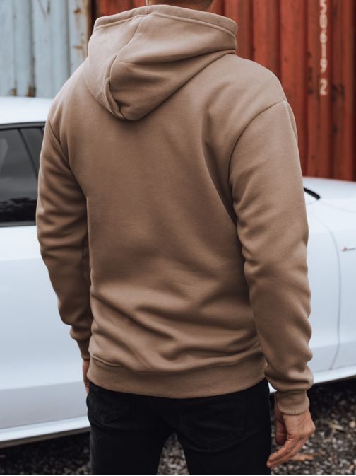 Kamelová pánska mikina s potlačou a s kapucňou