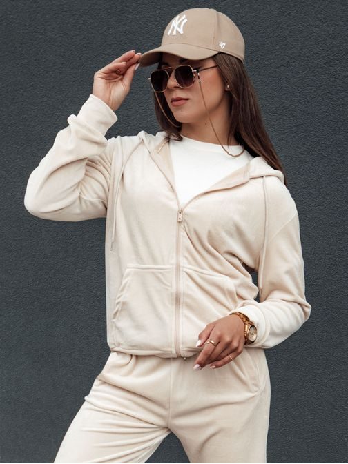 Dámska ecru velúrová tepláková súprava Velcomfy