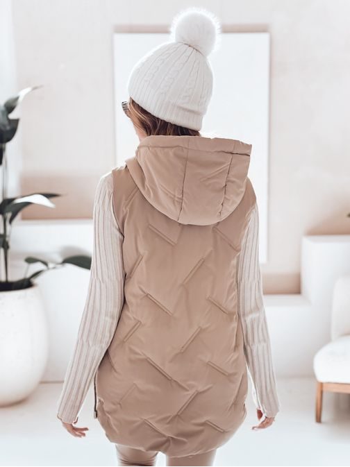 Módna dámska kamelová prešívaná vesta