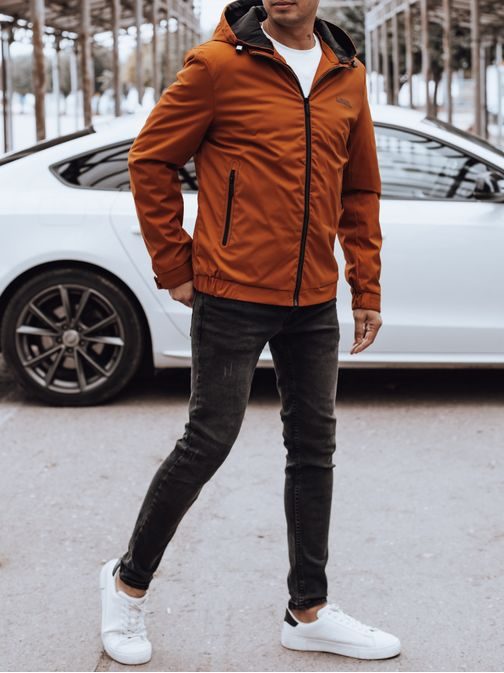 Pánska prechodná kamelová bunda s kapucňou