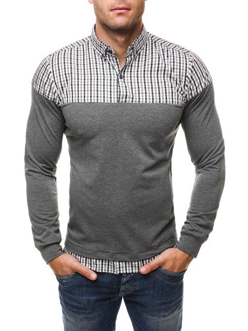 Sivá tričková košeľa RAW LUCCI 534