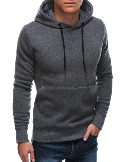 Tmavošedá melírovaná  mikina s kapucňou B1213