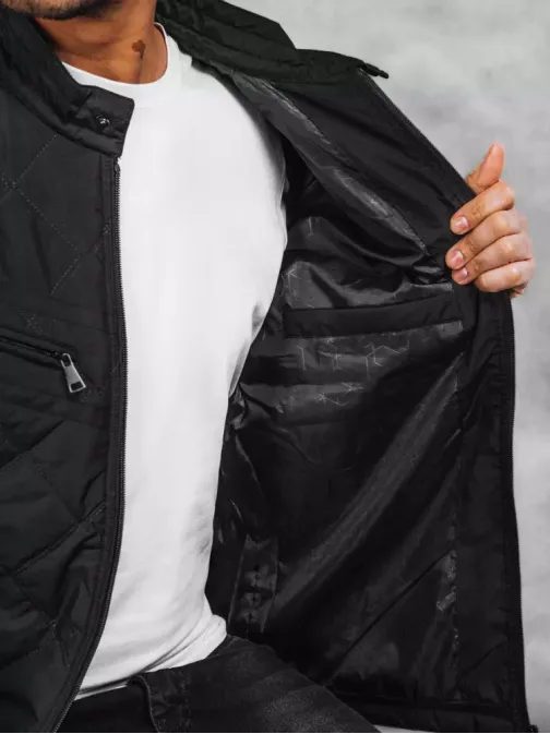 Prešívaná prechodná bunda v čiernej farbe