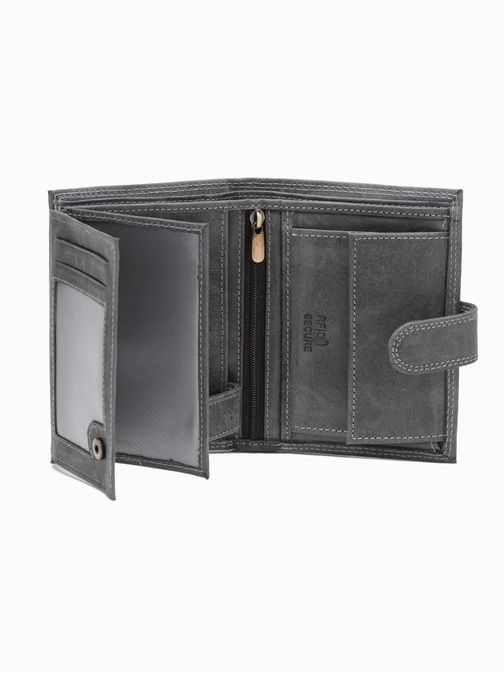 Čierna vertikálna kožená peňaženka na patentku A091