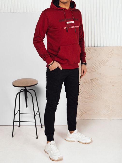 Trendy bordová pánska mikina s nápisom