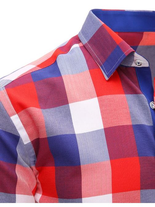 Červeno-fialová pánska košeľa so vzorom