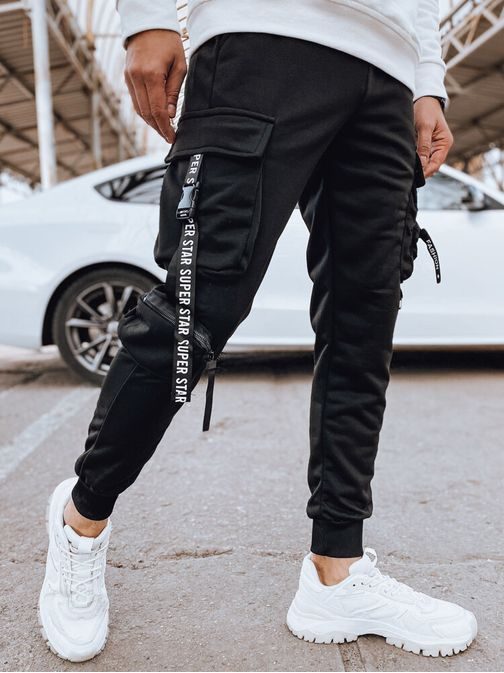 Jedinečné čierne joggery s ozdobnými prvkami