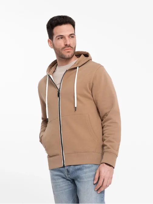 Základná hnedá mikina na zips V2 SSBZ-0178