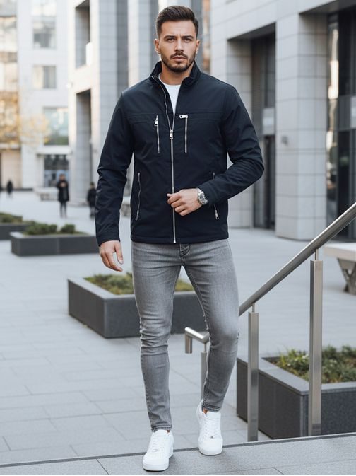 Modrá prešívaná pánska bunda na prechodné obdobie