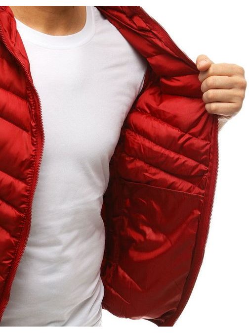 Jedinečná červená prešívaná vesta s kapucňou
