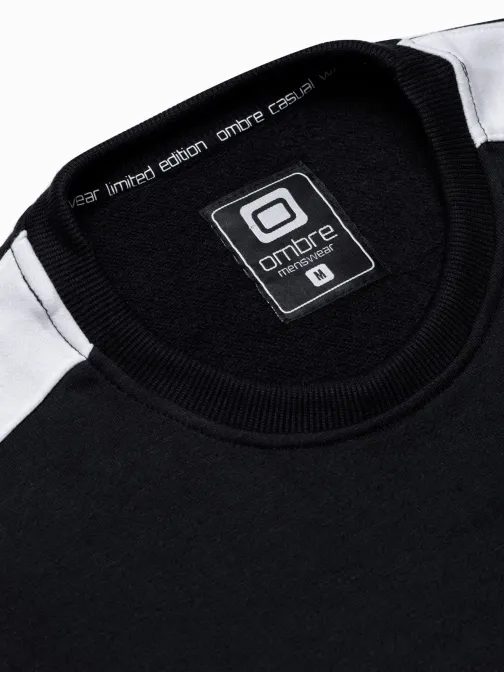 Nádherná čierna mikina bez kapucne B1081