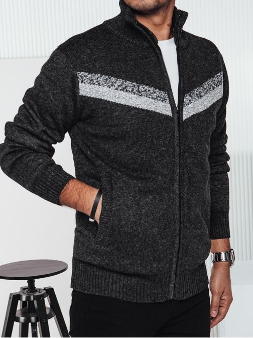 Moderný vzorovaný grafitový pánsky sveter