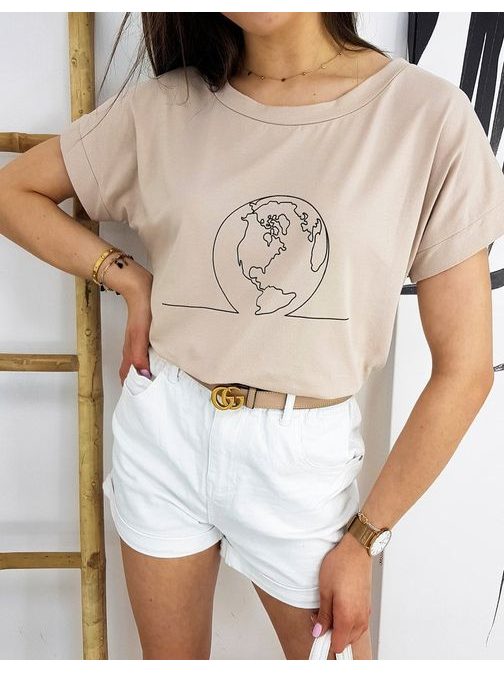 Neobyčajné béžové dámske tričko Globe