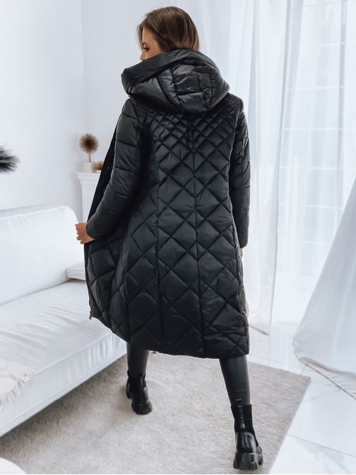 Čierny dámsky kabát v trendy prevedení Addison