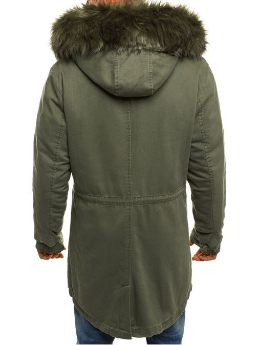 Khaki zimná parka so zelenou kožušinkou X-FEEL 88619