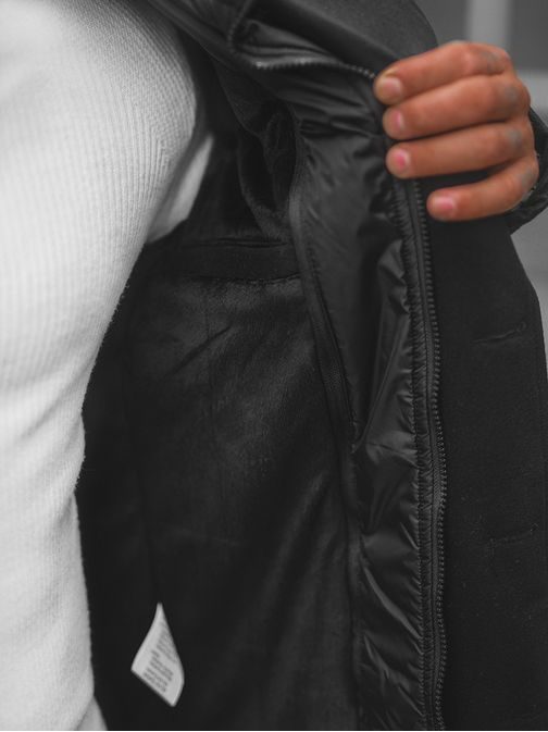 Dvojradový moderný kabát v čiernej farbe JS/79M3143Z