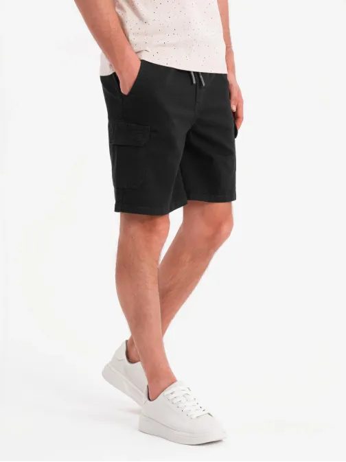 Jedinečné čierne kapsáčové kraťasy V4 SRCG-0190