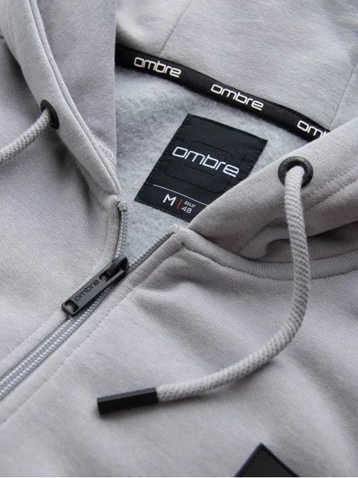 Moderná šedá mikina na zips V1 SSZP-0140