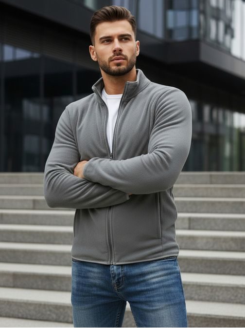 Svetlošedá mikina na zips bez kapucne