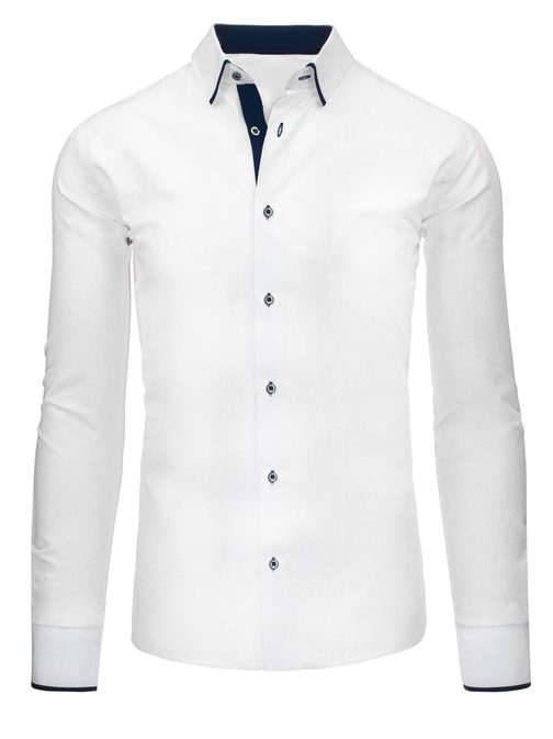 Biela SLIM FIT košeľa s ozdobným lemom