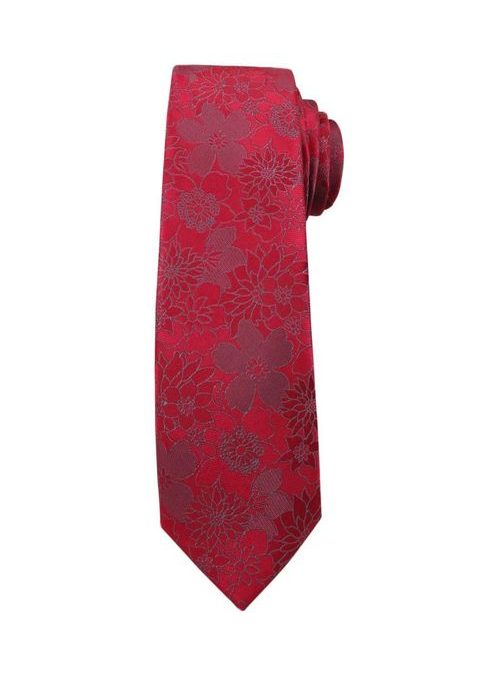 Červená kravata so vzorom kvetov
