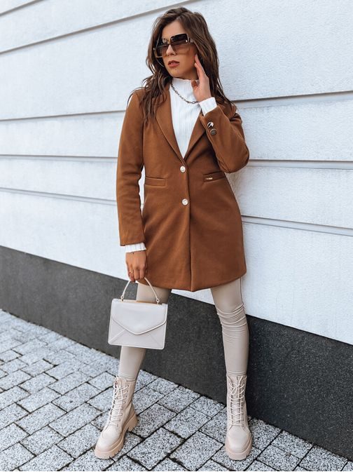Elegantný kamelový dámsky kabát Elle