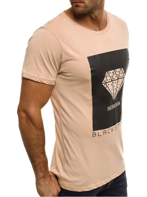 Moderné béžové tričko s potlačou BLACK ROCK 1033/17