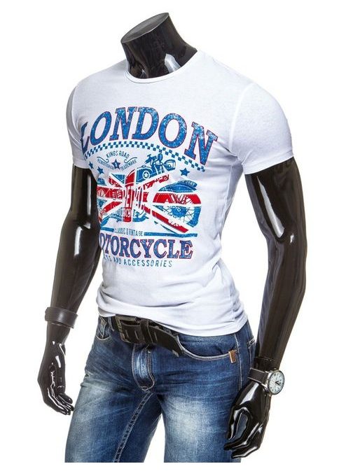 Biele bavlnené pánske tričko LONDON