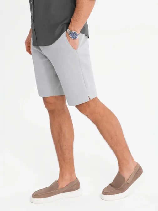 Svetlo-šedé jednofarebné šortky  V4 SRCS-0169