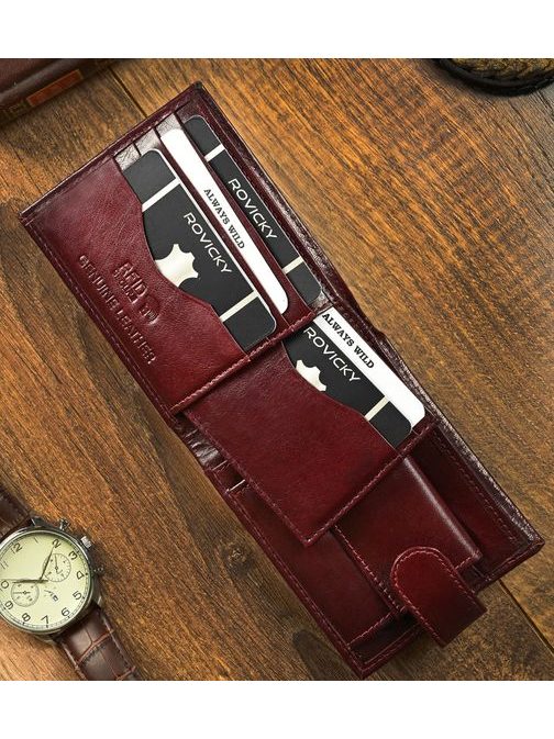 Vínová unikátna kožená peňaženka s prackou Wild