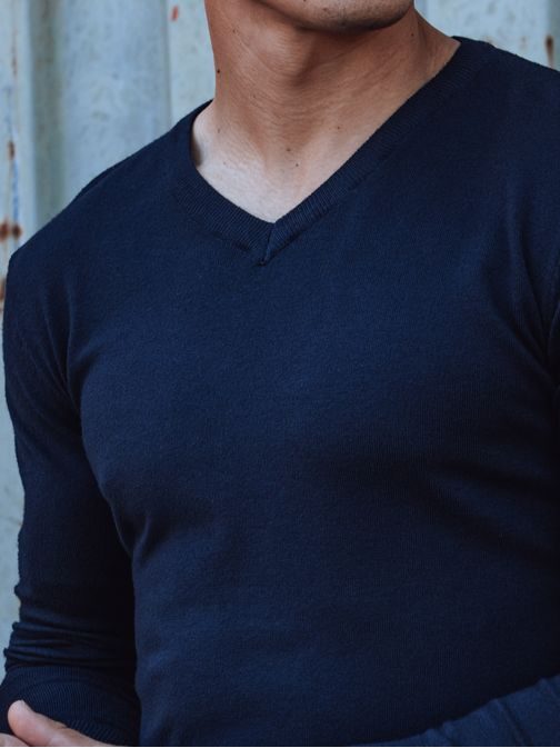 Jednofarebný pánsky sveter granátovo-modrý